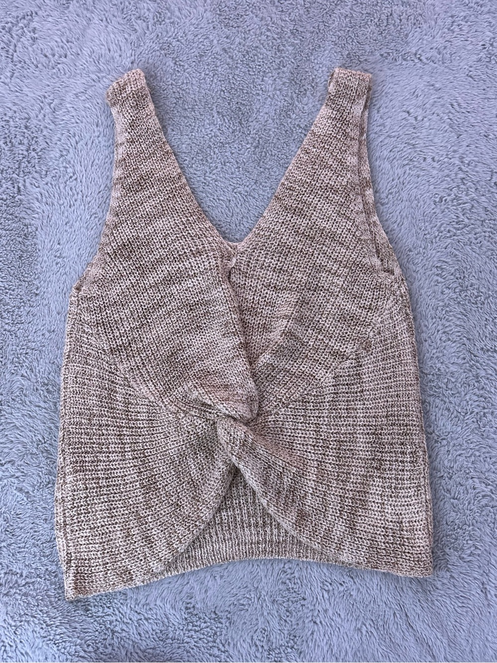 Twist-Front Knit Camisole in Beige